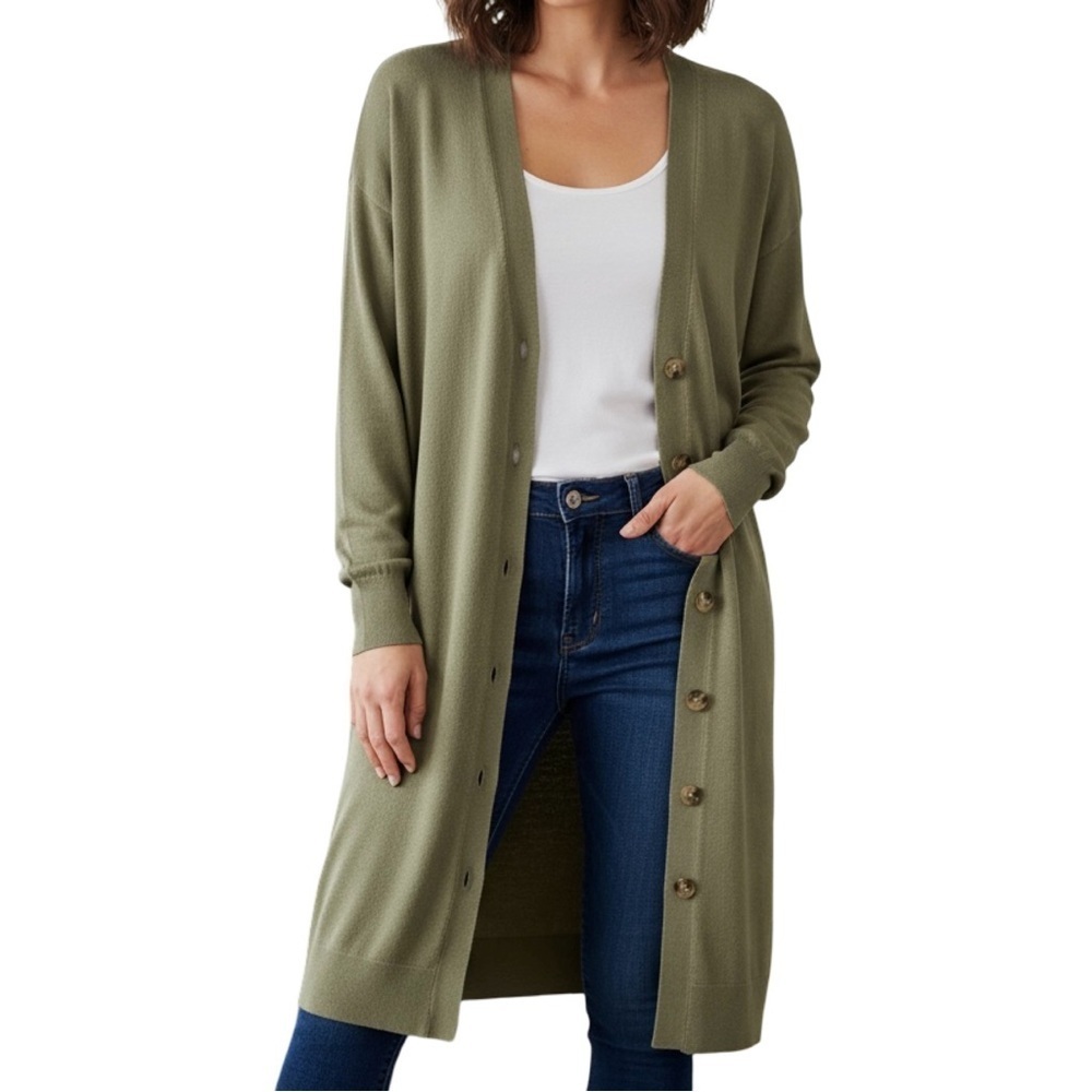 Magaschoni Longline Button Up Cardigan - Picture 2 of 13